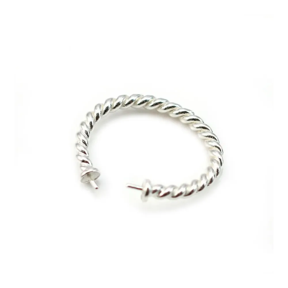 925 sterling silver flexible twisted ring double half drilled x 1pc