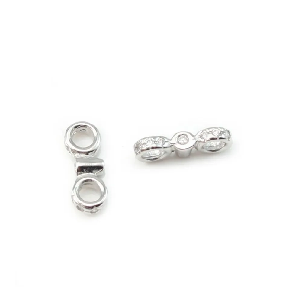 Sterling Silver 925 barrette 2 strands with zicon x 1pc