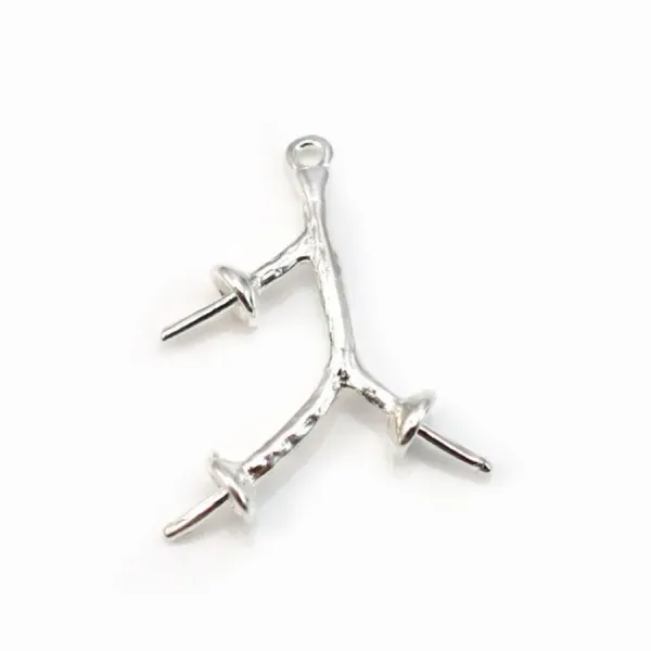 Sterling silver 925 pendant three branchs coral 25mm x 1pc