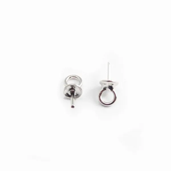 Argent 925  Rhodié bélière coupelle lise 3mm x 40 pcs  