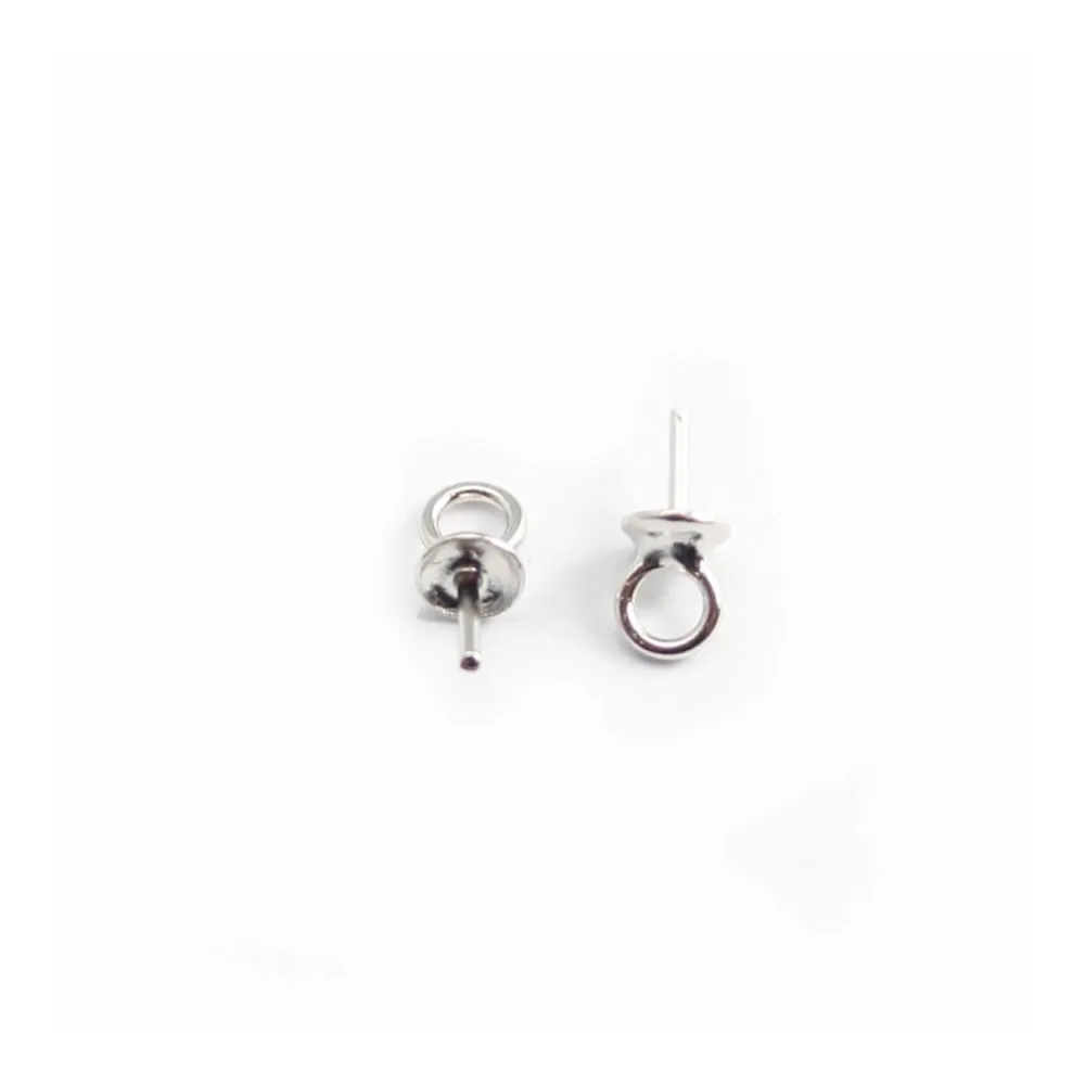 Argent 925  Rhodié bélière coupelle lise 3mm x 40 pcs  