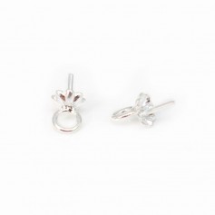 Bail for half- drilled pearls, Sterling Silver 925  4mm x 4 pcs