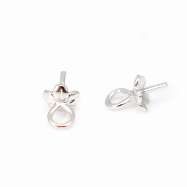 Bail for half-drilled pearls, Silver 925 Rhodium  8mm x 4 pcs