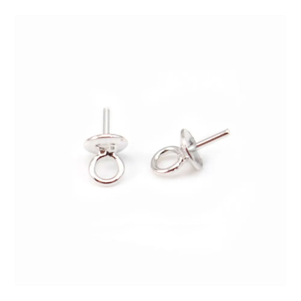 Pendant for half-drilled pearls, Silver 925  4mm x 4  pcs