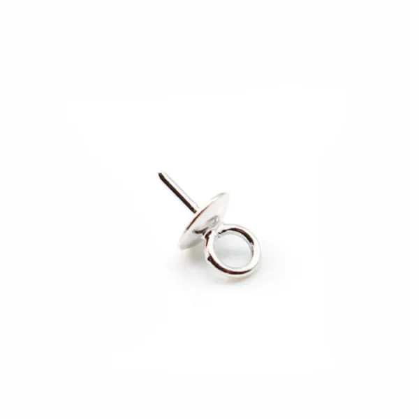 Argent  925 Rhodié Bélière coupelle 4mm pour perles semi-percés x 6PCS