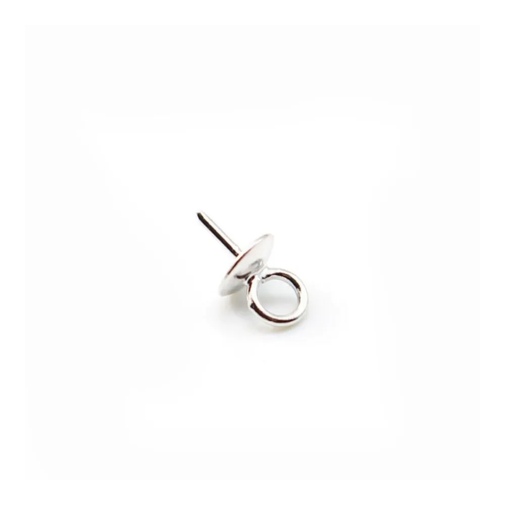 Argent  925 Rhodié Bélière coupelle 4mm pour perles semi-percés x 6PCS