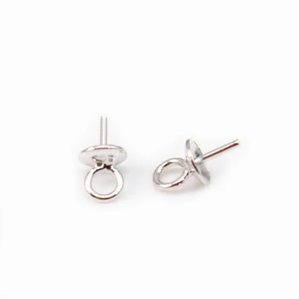 Pendant for half-drilled pearls, Silver 925 Rhodium 6mm x 4  pcs