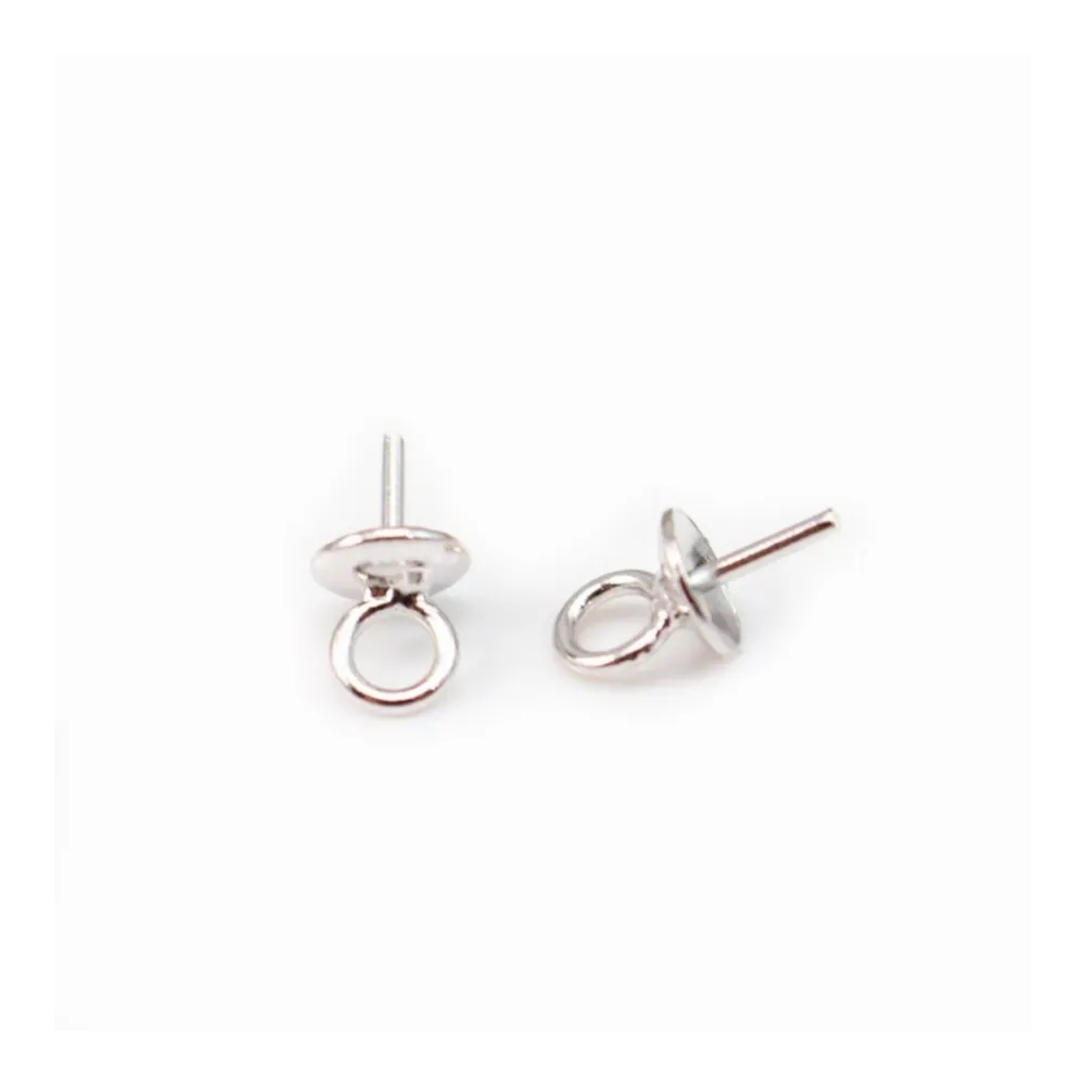 Bélière pour perles semi-percées, Argent 925 Rhodié, 6mm  x 4  pcs