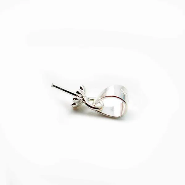 Argent  925 Rhodié Bélière coupelle 4mm pour perles semi-percés x 2PC