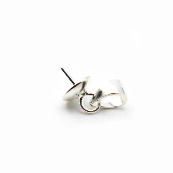 Argent  925 Bélière coupelle 6mm pour perles semi-percés x 2PC