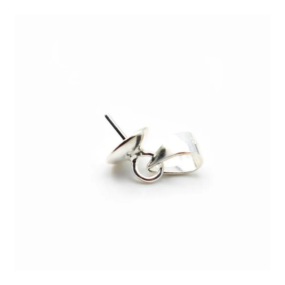 Argent  925 Bélière coupelle 6mm pour perles semi-percés x 2PC
