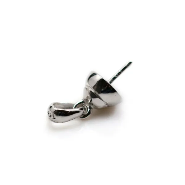 Argent  925 Rhodié Bélière coupelle 7.2mm pour perles semi-percés x 1PC