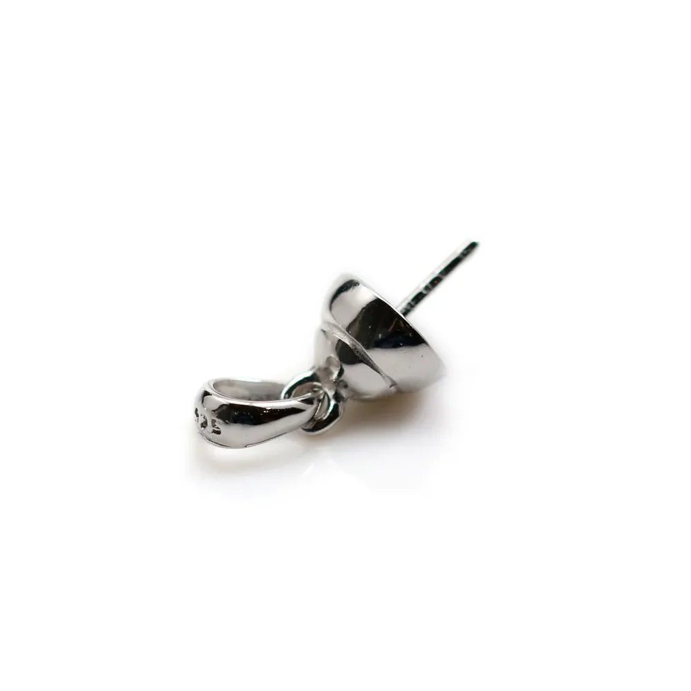 Argent  925 Rhodié Bélière coupelle 7.2mm pour perles semi-percés x 1PC