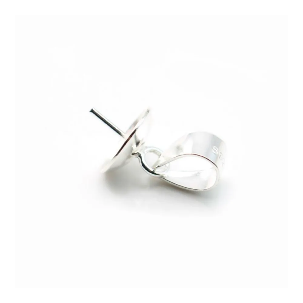 Argent  925  Bélière coupelle 8mm pour perles semi-percés x 1PC