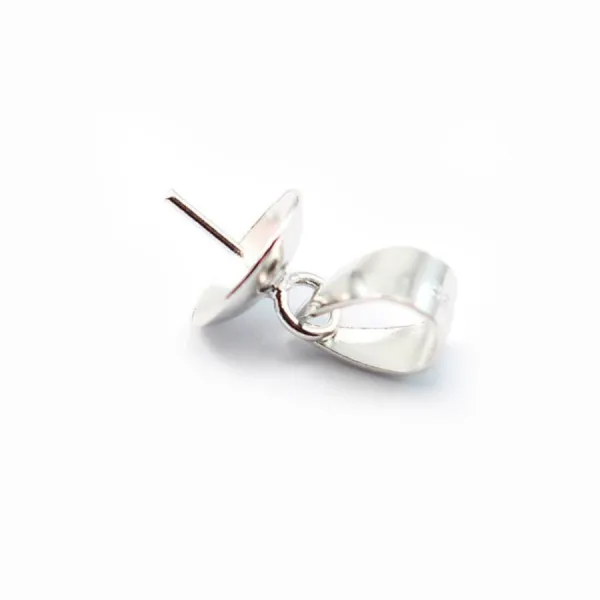 Argent  925 Rhodié Bélière coupelle 8mm pour perles semi-percés x 1PC