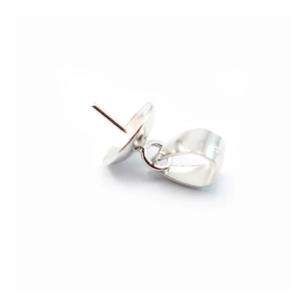 Argent  925 Rhodié Bélière coupelle 8mm pour perles semi-percés x 1PC