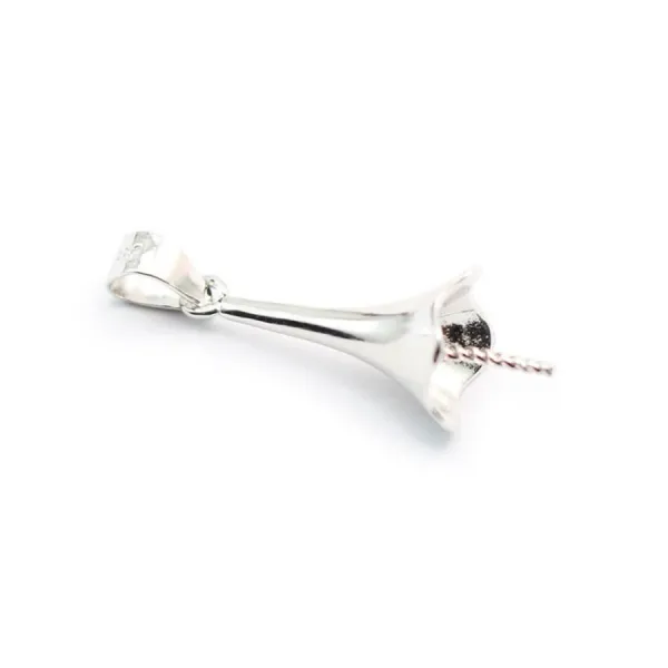 Argent  925 Rhodié Bélière coupelle 8mm pour perles semi-percés x 1PC