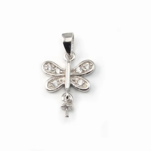 Silver 925 rhodium pendentif in flower with zircon 35mm x 5 PCS  