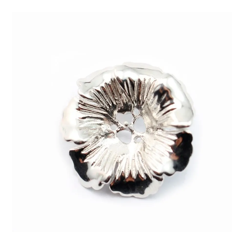 Argent  925 Rhodié pendant  fleur 25mm pour perles semi-percés x 1PC