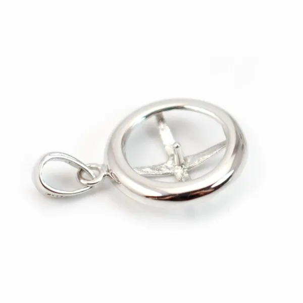 Bélière & ronde, argent 925 rhodié,pour perles semi-percées x 1pc