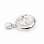 Pendant & round, silver 925 rhodium,for half- drille x 1pc