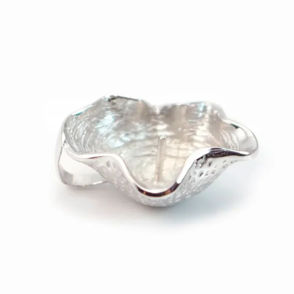 Bélière & coquillage, argent 925 rhodié,pour perles semi-percées x 1pc
