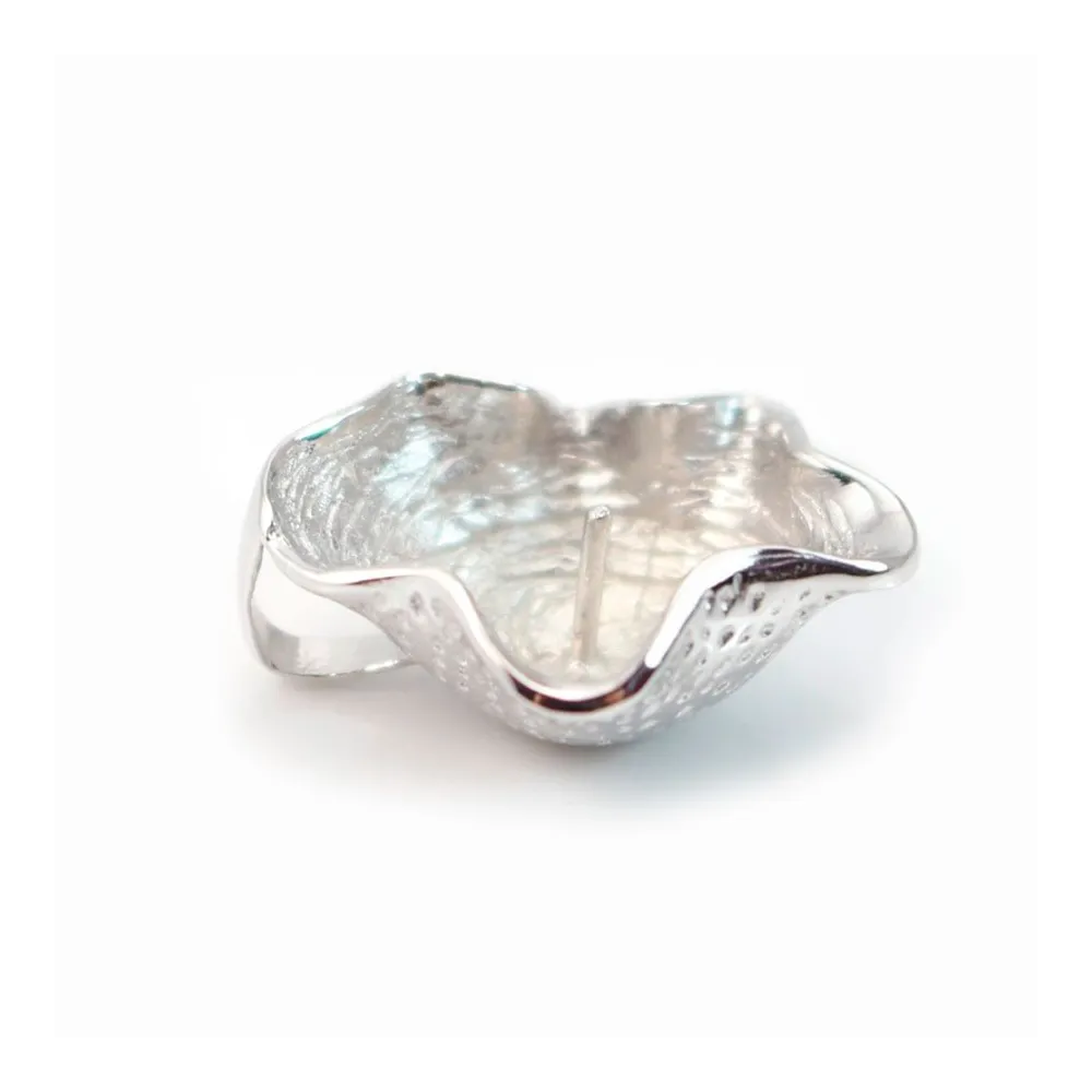 Pendant & shell, silver 925 rhodium,for half- drille x 1pc