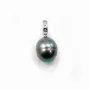 Bélière avec strasse, Argent 925 Rhodié 7x11.5mm  x1pc