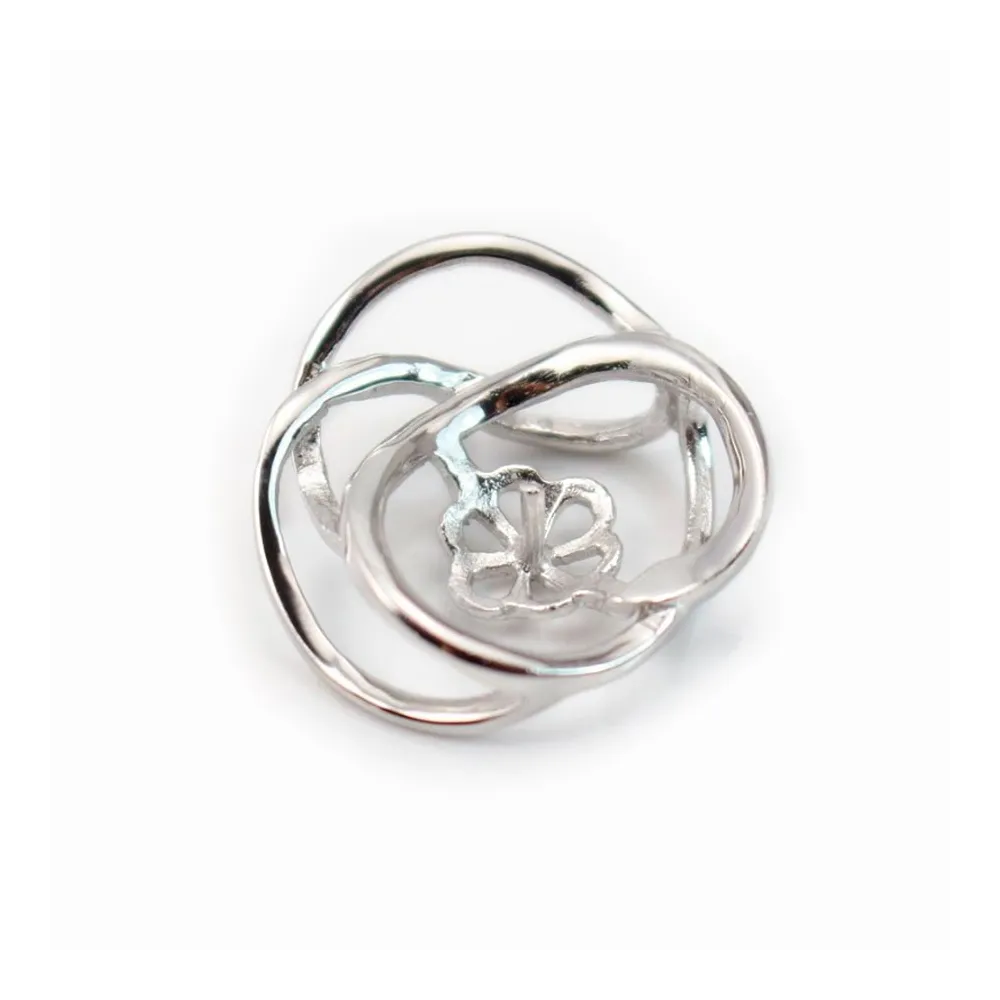 Pendant & flower, silver 925 rhodium,for half- drille x 1pc