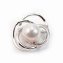Pendant & flower, silver 925 rhodium,for half- drille x 1pc