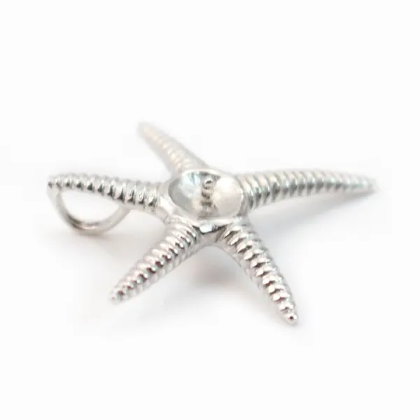 Bélière & étoile de mer, argent 925 rhodié,pour perles semi-percées x 1pc