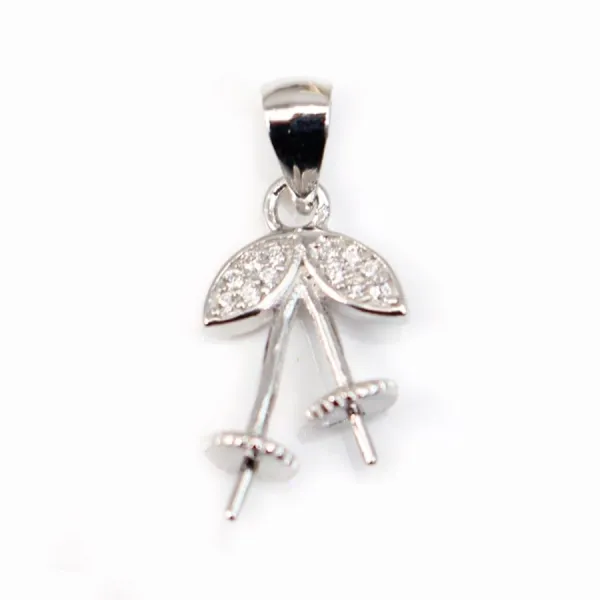 Bélière Cerise& ZC, Argent 925 Rhodié 9.5x22mm  x1pc