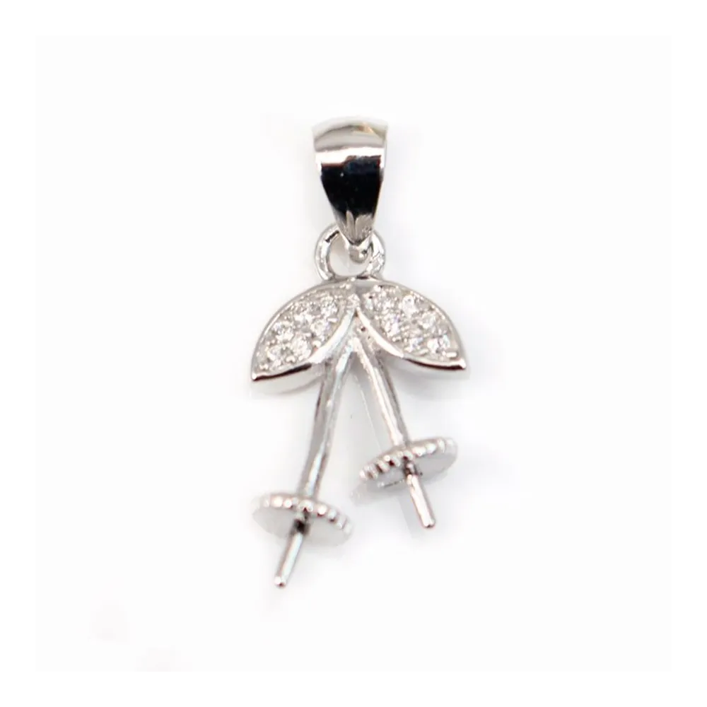 Bélière Cerise& ZC, Argent 925 Rhodié 9.5x22mm  x1pc