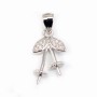 Bail Cherry with strass, Silver 925 Rhodium 9.5x22mm x 1pc