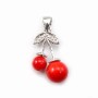 Bail Cherry with strass, Silver 925 Rhodium 9.5x22mm x 1pc