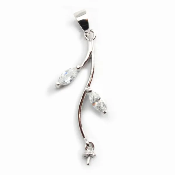 Argent 925 rhodié pendentif en fleur avec zircon 35mm x 5 PCS  
