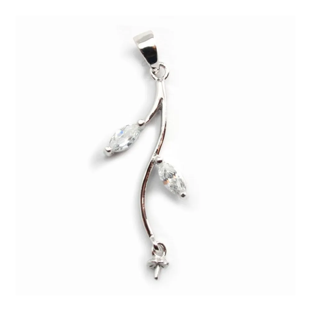 Argent 925 rhodié pendentif en fleur avec zircon 35mm x 5 PCS  