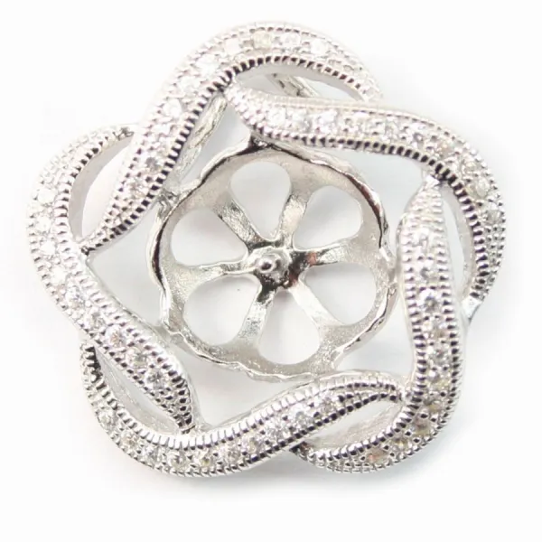 Argent 925 pendentif fleur avec zircon 20mmX 1pcs 