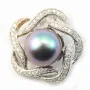 Argent 925 pendentif fleur avec zircon 20mmX 1pcs 