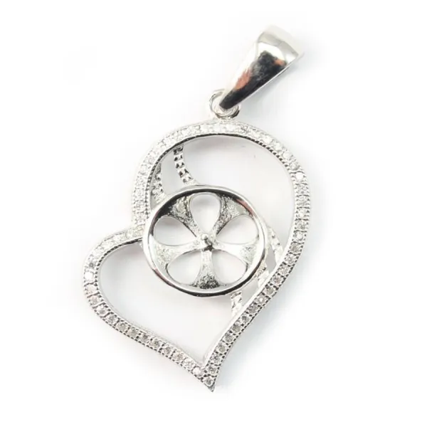 Argent 925 Rhodié Bélière  pour deux perles 16mm x 5 pcs