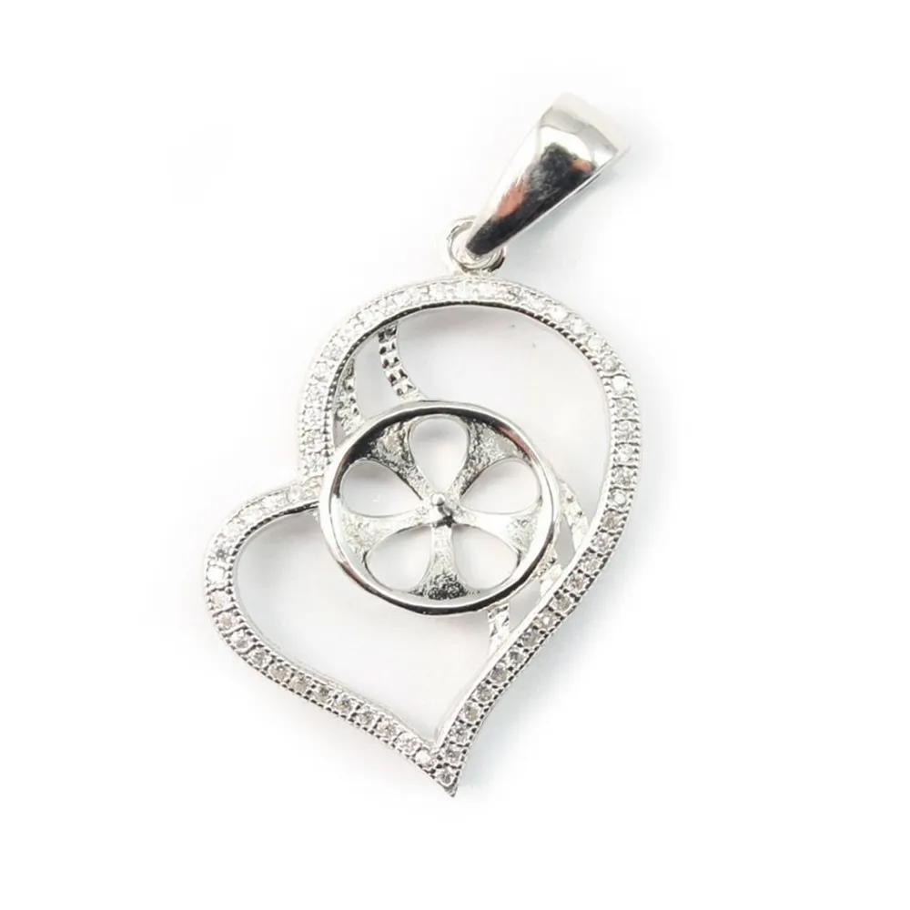 Argent 925 Rhodié Bélière  pour deux perles 16mm x 5 pcs