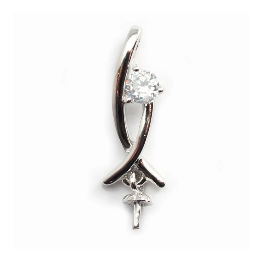 Argent 925 pendentif croise avec zircon 20mmX 5pcs 
