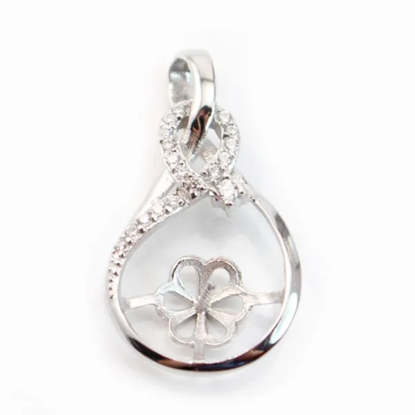 Pendentif  Goutte pour perles semi-percées Argent 925 Rhodié 1pc
