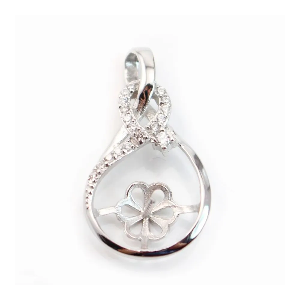925 Sterling Silver Rhodium Drop Pendant 30mm  x 1 pcs 