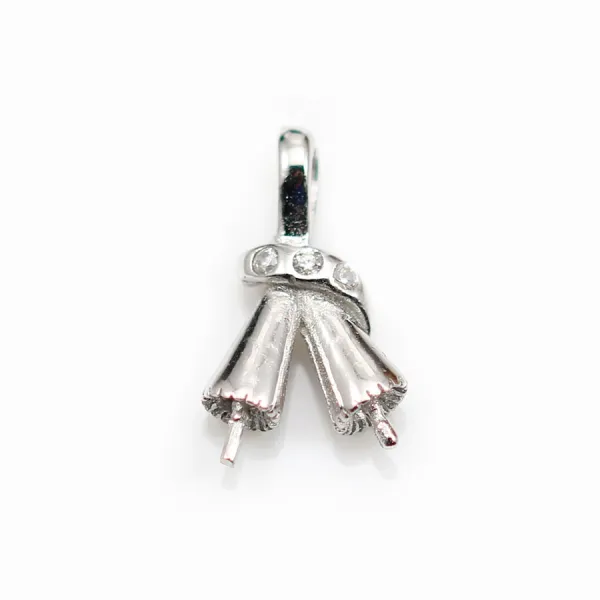 Argent 925 Rhodié Bélière  pour deux perles 16mm x 5 st