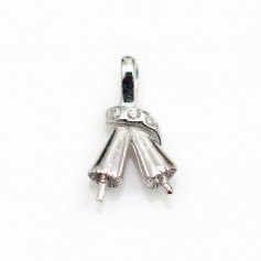 Silver 925 Rhodium Bail  16mm for deux perles  x 5 pcs