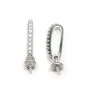 Bélière en argent 925 rhodié 5x14mm & zirconium coupelle 4mm x 1pc