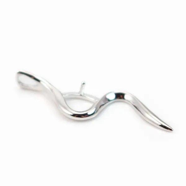 Pendant & snake , silver 925 rhodium,for half- drille x 1pc
