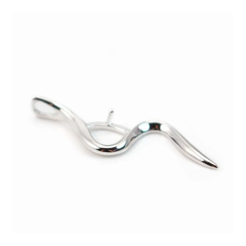 Pendant & snake , silver 925 rhodium,for half- drille x 1pc