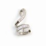 Sterling Silver 925 Rhodium Pendant barrette 19mm x 1 pcs 